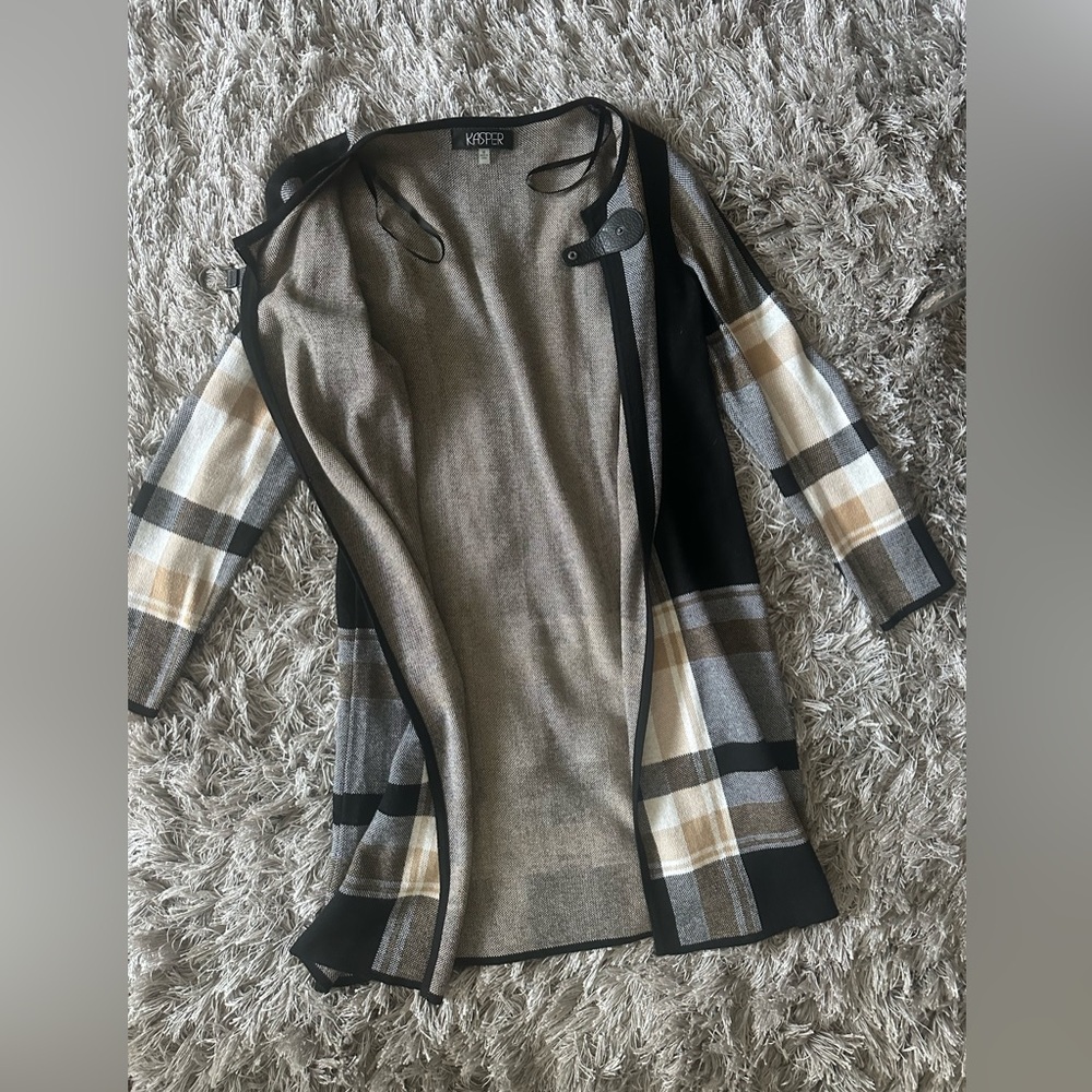 Plaid Open Front Cardigan - Picture 3 of 7